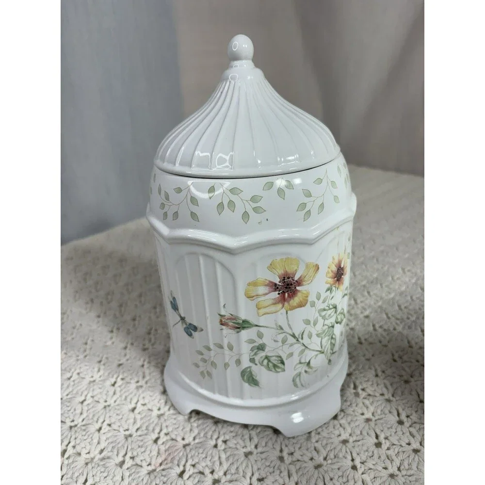 Lenox Butterfly Meadow Cookie Jar with Lid Pre Owned Limited Edition Footed EUC